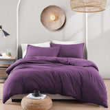 Hotel Soft Microfiber Duvet Cover Set-2000TC Quilt Cover Set & Pillowcases -1 Donna Cover Zipper Closure & 1 x Pillowcases-Breathable Bedding - Wrinkle, Fade, Stain Resistant(Purple,Single)
