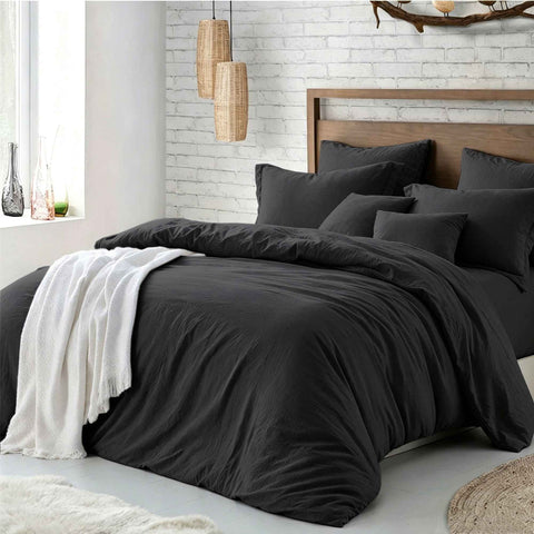 Hotel Soft Microfiber Duvet Cover Set-2000TC Quilt Cover Set & Pillowcases -1 Donna Cover Zipper Closure & 1 x Pillowcases-Breathable Bedding - Wrinkle, Fade, Stain Resistant(Black,Super King) In Australia - Darrahopens
