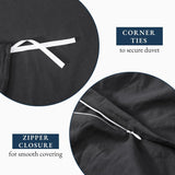 Hotel Soft Microfiber Duvet Cover Set-2000TC Quilt Cover Set & Pillowcases -1 Donna Cover Zipper Closure & 1 x Pillowcases-Breathable Bedding - Wrinkle, Fade, Stain Resistant(Black,Super King)