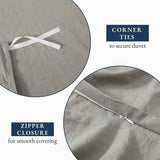 Hotel Soft Microfiber Duvet Cover Set-2000TC Quilt Cover Set & Pillowcases -1 Donna Cover Zipper Closure & 1 x Pillowcases-Breathable Bedding - Wrinkle, Fade, Stain Resistant(Grey,Super King)