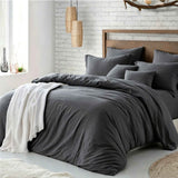 Hotel Soft Microfiber Duvet Cover Set-2000TC Quilt Cover Set & Pillowcases -1 Donna Cover Zipper Closure & 1 x Pillowcases-Breathable Bedding - Wrinkle, Fade, Stain Resistant(Dark gray,Super King)