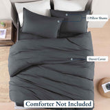 Hotel Soft Microfiber Duvet Cover Set-2000TC Quilt Cover Set & Pillowcases -1 Donna Cover Zipper Closure & 1 x Pillowcases-Breathable Bedding - Wrinkle, Fade, Stain Resistant(Dark gray,Super King)