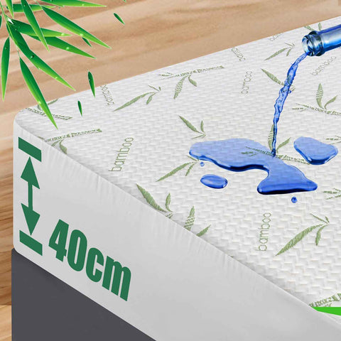Waterproof Mattress Protector,Breathable Mattress Cover,3D Air Fabric Cooling Bed Pad Cover, Deep Pocket 40cm(King Single,Green)