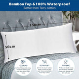 Waterproof Bamboo Pillow Protector Cover,100% Bug Water Proof Zippered Pillow Cases Body Size (1 Pack, White,50cm x 150cm)