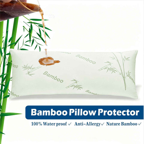 Waterproof Bamboo Pillow Protector Cover,100% Bug Water Proof Zippered Pillow Cases Body Size (1 Pack,Green,50cm x 150cm)