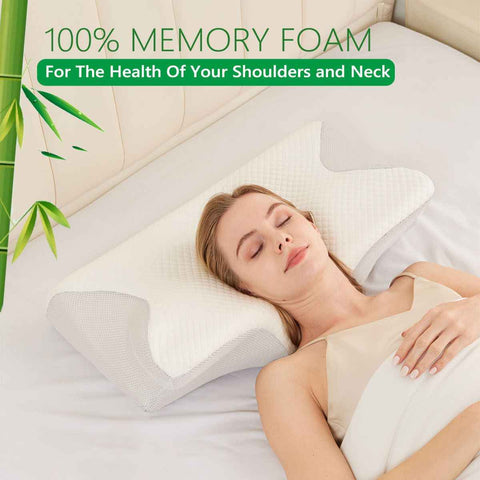 Cervical Neck Pillow for Neck Pain Relief, 2 in 1 Ergonomic Orthopedic Bed Pillow for Sleeping, Memory Foam Pillows for Side, Back & Stomach Sleepers with Removable Pillowcase