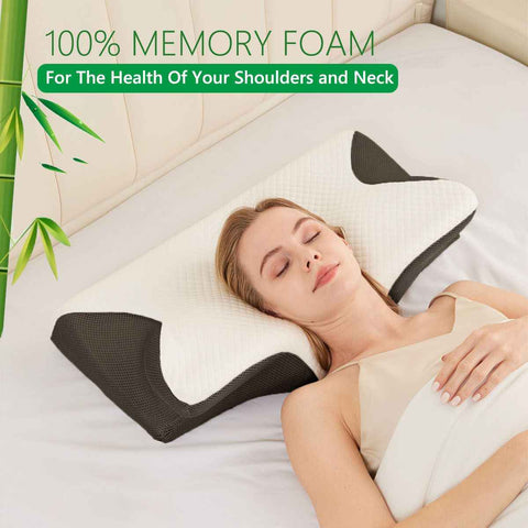 Cervical Neck Pillow for Neck Pain Relief, 2 in 1 Ergonomic Orthopedic Bed Pillow for Sleeping, Memory Foam Pillows for Side, Back & Stomach Sleepers with Removable Pillowcase