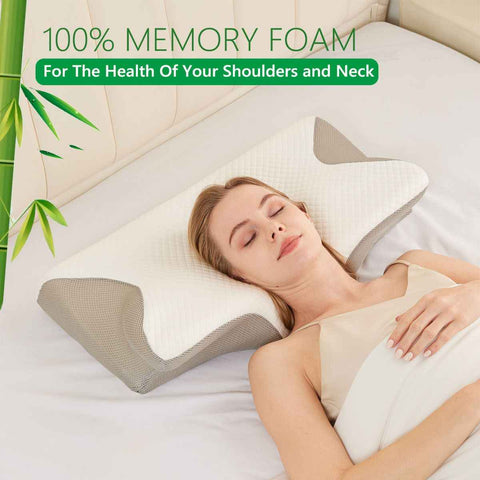 Cervical Neck Pillow for Neck Pain Relief, 2 in 1 Ergonomic Orthopedic Bed Pillow for Sleeping, Memory Foam Pillows for Side, Back & Stomach Sleepers with Removable Pillowcase