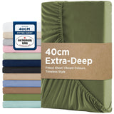 2000TC Hotel Quality Fitted Sheets - 2 Piece Fitted Sheets  -Breathable Bedding - Wrinkle, Fade, Stain Resistant- 16inch/40cm Deep Pocket Fitted Bed Sheets-Wrinkle and Fade Resistant,(Olive green,Double)