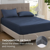2000TC Hotel Quality Fitted Sheets - 2 Piece Fitted Sheets  -Breathable Bedding - Wrinkle, Fade, Stain Resistant- 16inch/40cm Deep Pocket Fitted Bed Sheets-Wrinkle and Fade Resistant,(Navy,Double) In Australia - Darrahopens