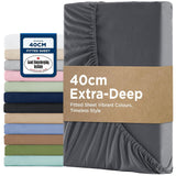 2000TC Hotel Quality Fitted Sheets - 2 Piece Fitted Sheets  -Breathable Bedding - Wrinkle, Fade, Stain Resistant- 16inch/40cm Deep Pocket Fitted Bed Sheets-Wrinkle and Fade Resistant,(Dark gray,Double) In Australia - Darrahopens