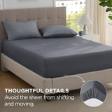 2000TC Hotel Quality Fitted Sheets - 2 Piece Fitted Sheets  -Breathable Bedding - Wrinkle, Fade, Stain Resistant- 16inch/40cm Deep Pocket Fitted Bed Sheets-Wrinkle and Fade Resistant,(Dark gray,Double)