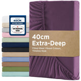 2000TC Hotel Quality Fitted Sheets - 2 Piece Fitted Sheets  -Breathable Bedding - Wrinkle, Fade, Stain Resistant- 16inch/40cm Deep Pocket Fitted Bed Sheets-Wrinkle and Fade Resistant,(Purple,Double) In Australia - Darrahopens