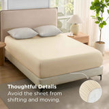 2000TC Hotel Quality Fitted Sheets - 2 Piece Fitted Sheets  -Breathable Bedding - Wrinkle, Fade, Stain Resistant- 16inch/40cm Deep Pocket Fitted Bed Sheets-Wrinkle and Fade Resistant,(Cream White,King) In Australia - Darrahopens
