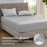 2000TC Hotel Quality Fitted Sheets - 2 Piece Fitted Sheets  -Breathable Bedding - Wrinkle, Fade, Stain Resistant- 16inch/40cm Deep Pocket Fitted Bed Sheets-Wrinkle and Fade Resistant,(Silver-gray,King)