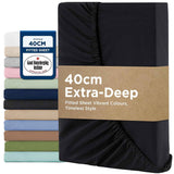 2000TC Hotel Quality Fitted Sheets - 2 Piece Fitted Sheets  -Breathable Bedding - Wrinkle, Fade, Stain Resistant- 16inch/40cm Deep Pocket Fitted Bed Sheets-Wrinkle and Fade Resistant,(Black,King Single) In Australia - Darrahopens