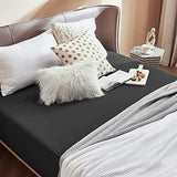 2000TC Hotel Quality Fitted Sheets - 2 Piece Fitted Sheets  -Breathable Bedding - Wrinkle, Fade, Stain Resistant- 16inch/40cm Deep Pocket Fitted Bed Sheets-Wrinkle and Fade Resistant,(Black,King Single)