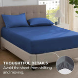 2000TC Hotel Quality Fitted Sheets - 2 Piece Fitted Sheets  -Breathable Bedding - Wrinkle, Fade, Stain Resistant- 16inch/40cm Deep Pocket Fitted Bed Sheets-Wrinkle and Fade Resistant,(Royal blue,King Single) In Australia - Darrahopens