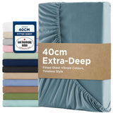 2000TC Hotel Quality Fitted Sheets - 2 Piece Fitted Sheets  -Breathable Bedding - Wrinkle, Fade, Stain Resistant- 16inch/40cm Deep Pocket Fitted Bed Sheets-Wrinkle and Fade Resistant,(Ocean,King Single) In Australia - Darrahopens