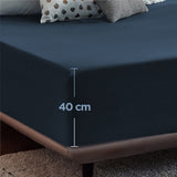 2000TC Hotel Quality Fitted Sheets - 2 Piece Fitted Sheets  -Breathable Bedding - Wrinkle, Fade, Stain Resistant- 16inch/40cm Deep Pocket Fitted Bed Sheets-Wrinkle and Fade Resistant,(Navy,King Single) In Australia - Darrahopens