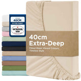 2000TC Hotel Quality Fitted Sheets - 2 Piece Fitted Sheets  -Breathable Bedding - Wrinkle, Fade, Stain Resistant- 16inch/40cm Deep Pocket Fitted Bed Sheets-Wrinkle and Fade Resistant,(Cream White,King Single) In Australia - Darrahopens