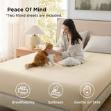 2000TC Hotel Quality Fitted Sheets - 2 Piece Fitted Sheets  -Breathable Bedding - Wrinkle, Fade, Stain Resistant- 16inch/40cm Deep Pocket Fitted Bed Sheets-Wrinkle and Fade Resistant,(Cream White,King Single) In Australia - Darrahopens