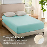 2000TC Hotel Quality Fitted Sheets - 2 Piece Fitted Sheets  -Breathable Bedding - Wrinkle, Fade, Stain Resistant- 16inch/40cm Deep Pocket Fitted Bed Sheets-Wrinkle and Fade Resistant,(Ice blue,Queen) In Australia - Darrahopens