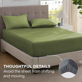 2000TC Hotel Quality Fitted Sheets - 2 Piece Fitted Sheets  -Breathable Bedding - Wrinkle, Fade, Stain Resistant- 16inch/40cm Deep Pocket Fitted Bed Sheets-Wrinkle and Fade Resistant,(Olive green,Queen) In Australia - Darrahopens