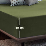 2000TC Hotel Quality Fitted Sheets - 2 Piece Fitted Sheets  -Breathable Bedding - Wrinkle, Fade, Stain Resistant- 16inch/40cm Deep Pocket Fitted Bed Sheets-Wrinkle and Fade Resistant,(Olive green,Queen) In Australia - Darrahopens