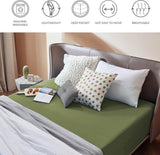 2000TC Hotel Quality Fitted Sheets - 2 Piece Fitted Sheets  -Breathable Bedding - Wrinkle, Fade, Stain Resistant- 16inch/40cm Deep Pocket Fitted Bed Sheets-Wrinkle and Fade Resistant,(Olive green,Queen)