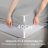 2000TC Hotel Quality Fitted Sheets - 2 Piece Fitted Sheets  -Breathable Bedding - Wrinkle, Fade, Stain Resistant- 16inch/40cm Deep Pocket Fitted Bed Sheets-Wrinkle and Fade Resistant,(Silver-gray,Queen) In Australia - Darrahopens