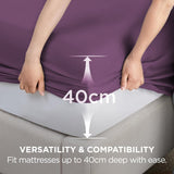 2000TC Hotel Quality Fitted Sheets - 2 Piece Fitted Sheets  -Breathable Bedding - Wrinkle, Fade, Stain Resistant- 16inch/40cm Deep Pocket Fitted Bed Sheets-Wrinkle and Fade Resistant,(Purple,Queen) In Australia - Darrahopens