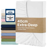 2000TC Hotel Quality Fitted Sheets - 2 Piece Fitted Sheets  -Breathable Bedding - Wrinkle, Fade, Stain Resistant- 16inch/40cm Deep Pocket Fitted Bed Sheets-Wrinkle and Fade Resistant,(White,Single) In Australia - Darrahopens