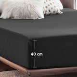 2000TC Hotel Quality Fitted Sheets - 2 Piece Fitted Sheets  -Breathable Bedding - Wrinkle, Fade, Stain Resistant- 16inch/40cm Deep Pocket Fitted Bed Sheets-Wrinkle and Fade Resistant,(Black,Single) In Australia - Darrahopens
