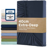 2000TC Hotel Quality Fitted Sheets - 2 Piece Fitted Sheets  -Breathable Bedding - Wrinkle, Fade, Stain Resistant- 16inch/40cm Deep Pocket Fitted Bed Sheets-Wrinkle and Fade Resistant,(Navy,Single) In Australia - Darrahopens