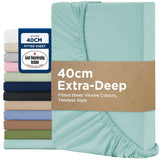 2000TC Hotel Quality Fitted Sheets - 2 Piece Fitted Sheets  -Breathable Bedding - Wrinkle, Fade, Stain Resistant- 16inch/40cm Deep Pocket Fitted Bed Sheets-Wrinkle and Fade Resistant,(Ice blue,Super King) In Australia - Darrahopens