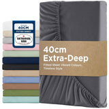2000TC Hotel Quality Fitted Sheets - 2 Piece Fitted Sheets  -Breathable Bedding - Wrinkle, Fade, Stain Resistant- 16inch/40cm Deep Pocket Fitted Bed Sheets-Wrinkle and Fade Resistant,(Dark gray,Super King) In Australia - Darrahopens