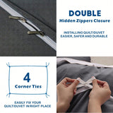 Hotel Soft Microfiber Duvet Cover Set-2000TC Quilt Cover Set & Pillowcases -1 Donna Cover Zipper Closure & 1 x Pillowcases-Breathable Bedding - Wrinkle, Fade, Stain Resistant(Dark gray,Double)