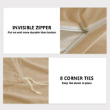 Hotel Soft Microfiber Duvet Cover Set-2000TC Quilt Cover Set & Pillowcases -1 Donna Cover Zipper Closure & 1 x Pillowcases-Breathable Bedding - Wrinkle, Fade, Stain Resistant(Camel Beige,Double)