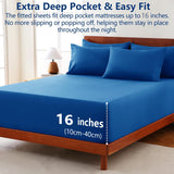 Hotel Soft Bed Sheet Set- Bedding Sheets & Pillowcases -Breathable Bedding - Wrinkle, Fade, Stain Resistant-Deep Pocket Flat Fitted Bed Sheet Set(Royal blue,Double) In Australia - Darrahopens