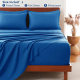 Hotel Soft Bed Sheet Set- Bedding Sheets & Pillowcases -Breathable Bedding - Wrinkle, Fade, Stain Resistant-Deep Pocket Flat Fitted Bed Sheet Set(Royal blue,Double)
