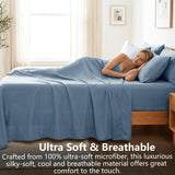 Hotel Soft Bed Sheet Set- Bedding Sheets & Pillowcases -Breathable Bedding - Wrinkle, Fade, Stain Resistant-Deep Pocket Flat Fitted Bed Sheet Set(Ocean,Double)