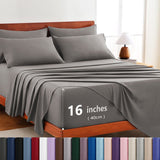 Hotel Soft Bed Sheet Set- Bedding Sheets & Pillowcases -Breathable Bedding - Wrinkle, Fade, Stain Resistant-Deep Pocket Flat Fitted Bed Sheet Set(Grey,Double) In Australia - Darrahopens