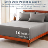 Hotel Soft Bed Sheet Set- Bedding Sheets & Pillowcases -Breathable Bedding - Wrinkle, Fade, Stain Resistant-Deep Pocket Flat Fitted Bed Sheet Set(Grey,Double) In Australia - Darrahopens