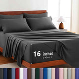 Hotel Soft Bed Sheet Set- Bedding Sheets & Pillowcases -Breathable Bedding - Wrinkle, Fade, Stain Resistant-Deep Pocket Flat Fitted Bed Sheet Set(Dark gray,Double) In Australia - Darrahopens