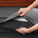 Hotel Soft Bed Sheet Set- Bedding Sheets & Pillowcases -Breathable Bedding - Wrinkle, Fade, Stain Resistant-Deep Pocket Flat Fitted Bed Sheet Set(Dark gray,Double) In Australia - Darrahopens
