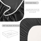 Hotel Soft Bed Sheet Set- Bedding Sheets & Pillowcases -Breathable Bedding - Wrinkle, Fade, Stain Resistant-Deep Pocket Flat Fitted Bed Sheet Set(Dark gray,Double) In Australia - Darrahopens