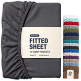 Hotel Quality Fitted Sheet - 1 Piece Fitted Sheet  -Breathable Bedding - Wrinkle, Fade, Stain Resistant- 16inch/40cm Deep Pocket Fitted Bed Sheet-Wrinkle and Fade Resistant,(Dark gray,Double) In Australia - Darrahopens