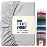 Hotel Quality Fitted Sheet - 1 Piece Fitted Sheet  -Breathable Bedding - Wrinkle, Fade, Stain Resistant- 16inch/40cm Deep Pocket Fitted Bed Sheet-Wrinkle and Fade Resistant,(Silver-gray,Double) In Australia - Darrahopens