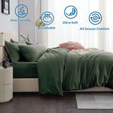 Hotel Soft Microfiber Duvet Cover Set-2000TC Quilt Cover Set & Pillowcases -1 Donna Cover Zipper Closure & 1 x Pillowcases-Breathable Bedding - Wrinkle, Fade, Stain Resistant(Olive green,King)